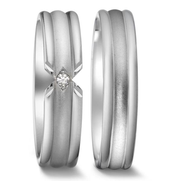 Weidner Trauringe Weissgold 62185 + 72185